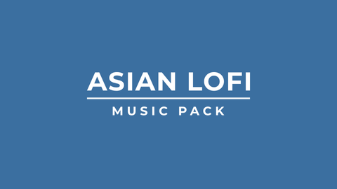 Text 'ASIAN LOFI MUSIC PACK' on a blue background