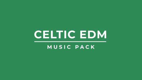 Text 'Celtic EDM Music Pack' on a green background